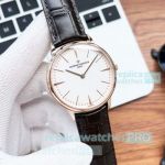 Replica Vacheron Constantin Patrimony Rose Gold Bezel Black Leather Strap  Watch